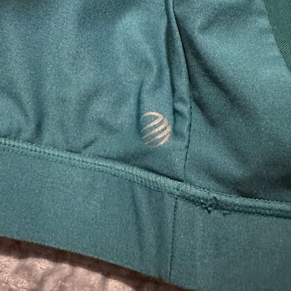 MPG sport high neck mesh sports bra & cut-outs; high compression Green/p… - Picture 7 of 15